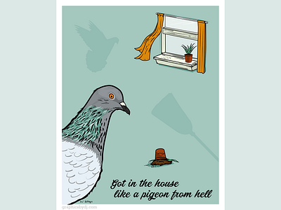 Pigeon from Hell editorial illustration illustration vector