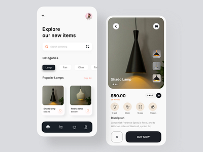 Lamp Shop App ashik designer e commerce app ios app lamp app lamp shop lamp store lamp website popular app popular shot product app product design store app trendy app uiux web