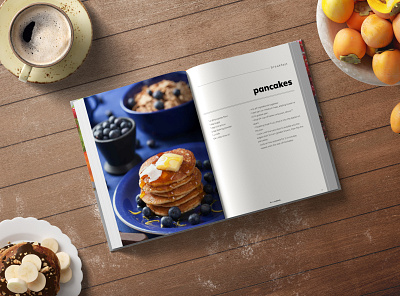 Cookbook Spread- Pancakes cookbook design graphic design layout page layout