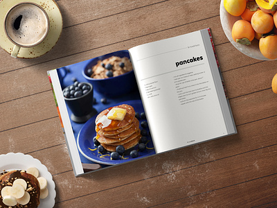 Cookbook Spread- Pancakes cookbook design graphic design layout page layout