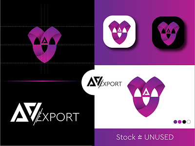 AV EXPORT Modern Logo Concept branding design flat icon illustration logo minimal typography vector