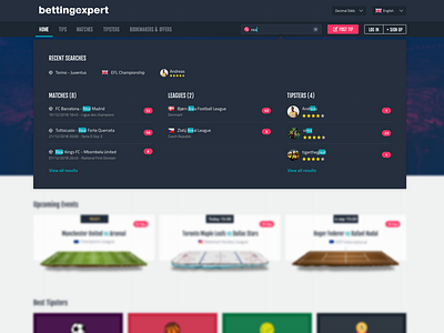 BE search betting dark desktop desktop ui search search bar search engine sport ui web