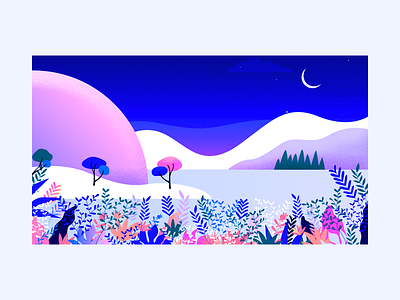 Shot - The First Morning cosmic garden garden graphic graphic design illustration illustrator landscape night sky