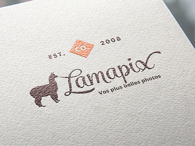 Vintage Lamapix logo in paper cursive font hand drawn handlettering handmade lama lettering logo logotype paper typography vintage