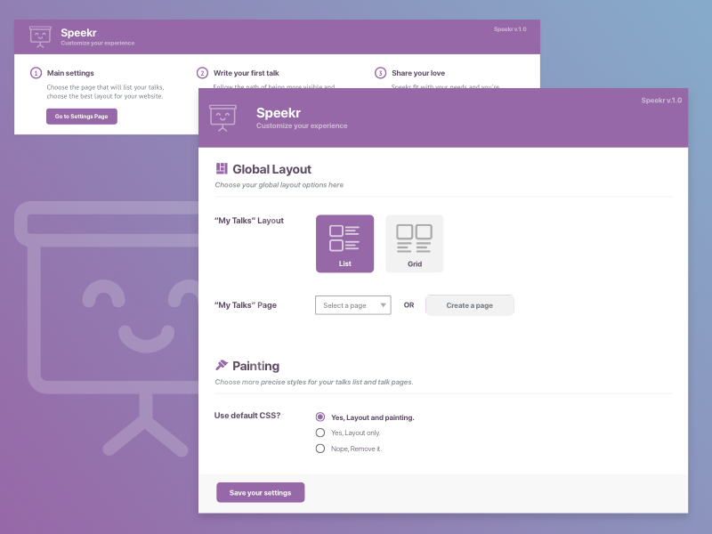 Speaker WordPress Plugin Admin by Geoffrey Crofte on Dribbble