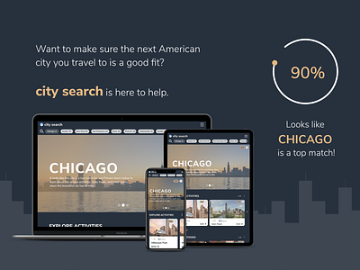 City Search - Mock Website america chicago desktop desktop ui mobile mobile ui mockup mockups responsive responsive website tablet tablet ui travel ui website