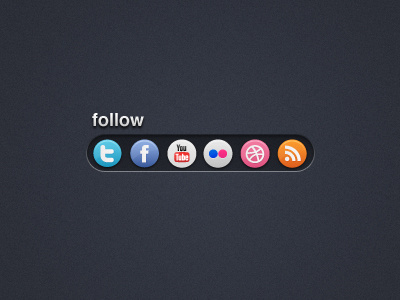 Follow - Social Bookmark Bar bookmark button clean dribble facebook social twitter ui web