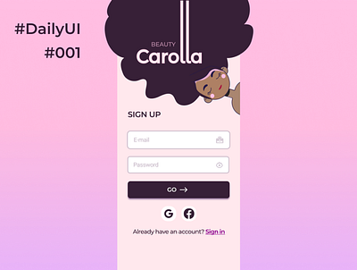 SIGN UP - DAILYUI 001 app beauty beginner blue colors comercio dailyui design hair logo purple salon sign in sign uo sign up ui vector