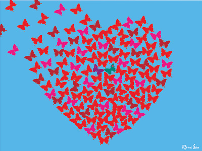 Butterfly Heart Fading Away butterflies butterfly butterfly couple butterfly fade butterfly heart computer graphics digital art graphic art graphic artist heart fading love purple butterfly support system turquoise butterfly visual art visual design