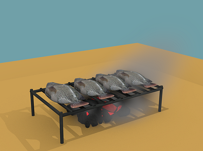grilled fish design illustration