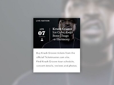 Krush Groove interactive design interface design james hsu live nation ohjamesy ui ux