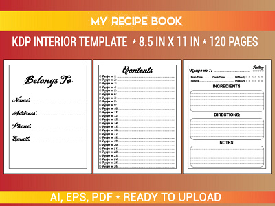 Recipe Journal interior in KDP