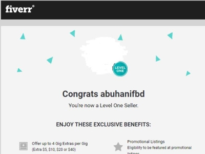 My Fiverr account Successfully completed Level One.