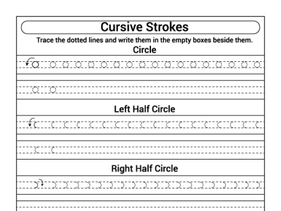 Cursive Strokes Worksheet Handwriting