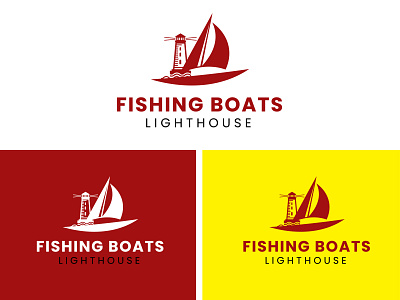 Fishing Boats and lighthouse Logo