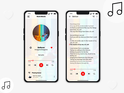 Music Player App Design adobe xd andriod beliver dribbble ios lyrics music music app music player uidesign