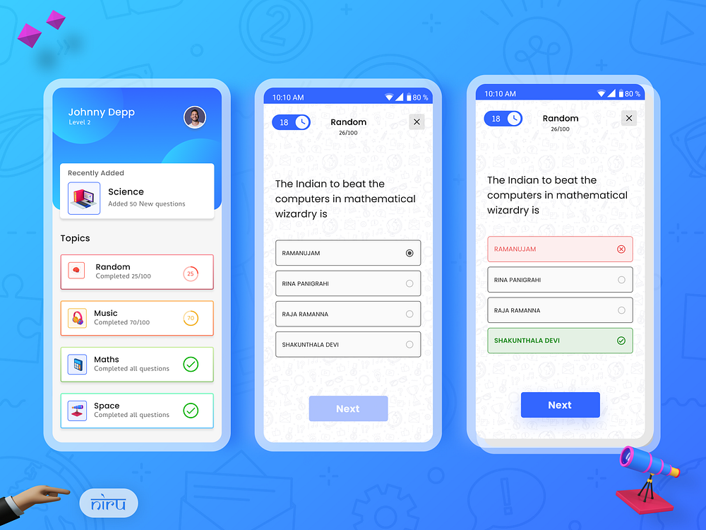 Quiz App designs, themes, templates and downloadable graphic elements ...