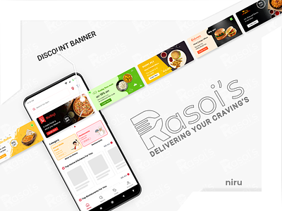 Rasoi's App Discount banner adobe xd app branding card content dribbble ecommerce niranjan skeleton ui uidesign ux view