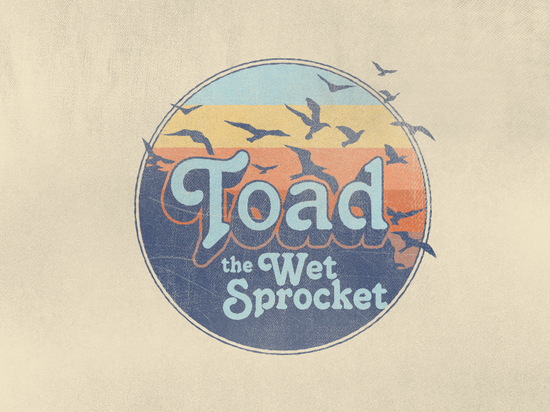 Toad the Wet Sprocket Logo distressed weathered birds 80s vintage badge music band brand identity branding logo