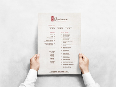 Orienne Asian Cuisine & Bar Menu graphic design menu design print design restaurant design