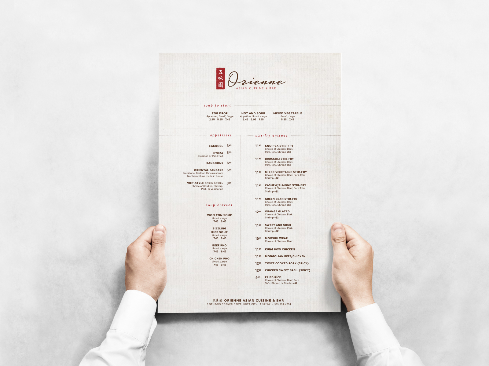 Orienne Menu 4x 