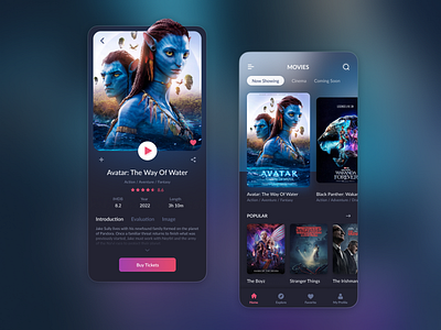 Movie App Concept avatar mobile movie app ui