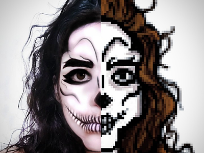 Maquiagem de esqueleto e pixel art arte fotografia halloween halloween makeup maquiagem de esqueleto pixelar t edição de imagem