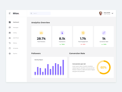 Dashboard design for Social media website best design best shot dashboard dashboard app dashboard design dashboard template dashboard ui design ui ui design