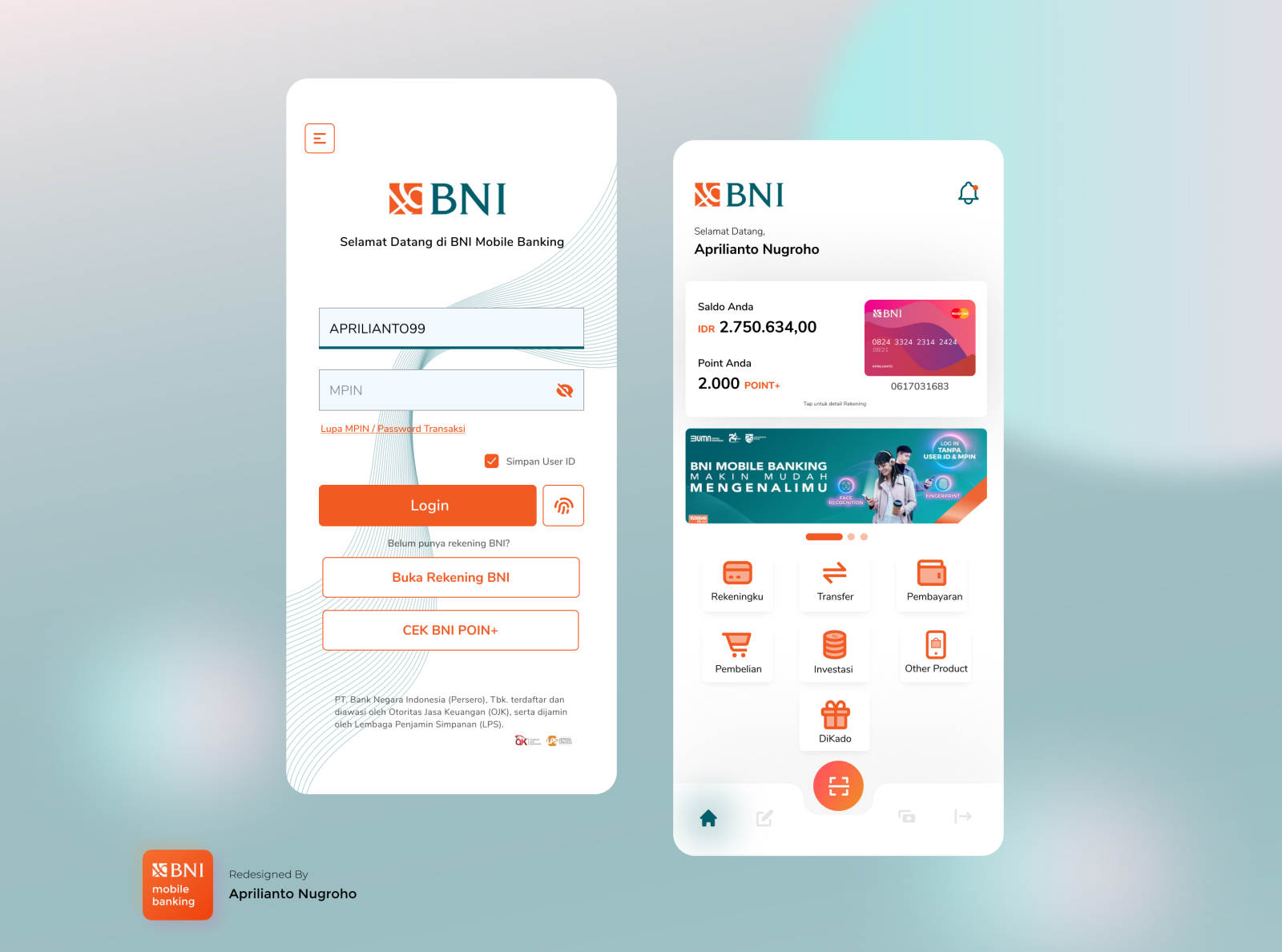 BNI Mobile Banking App ReDesign by Afrills on Dribbble
