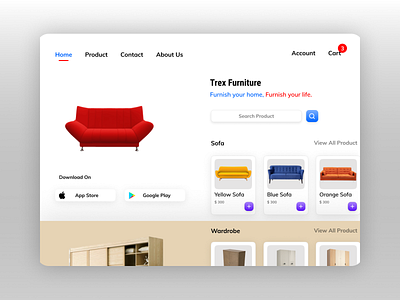 Trex Furniture Web Header app design figmadesign furniture shop furniture store furniture website ui ui design uidesign uiux uiuxdesign website website builder website concept website design