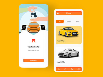 Trex Car Rental App app car rental car rental app design figmadesign mobile app design mobile application mobile design mobile ui rental app rental car ui ui design uidesign