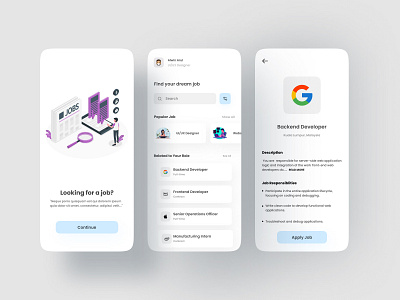 Job Search App best shot design dribbble best shot figmadesign job application minimal minimalism minimalist mobile app mobile app design mobile application mobile ui popular shot trending trendy ui uidesign