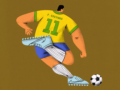 P. Coutinho's kick brasil brazil digital art drawing illustration match soccer study vector