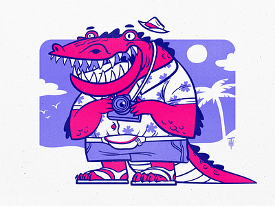 Tourist Crocodile alligator character character design colorful crocodile digital art illustration tourist vector