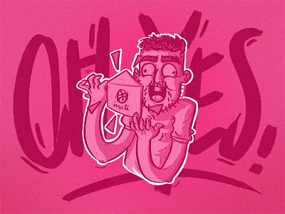 My reaction when I got the invite caricature debut dribbble excited fun funny happy happynes invite oh yes reaction shot