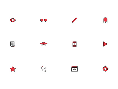 Icon Set | EM Servizi Editoriali document ebook eye ghost glasses graduation cap icon icon design icon set icons icons pack iconset paper pen pencil star target vector video web