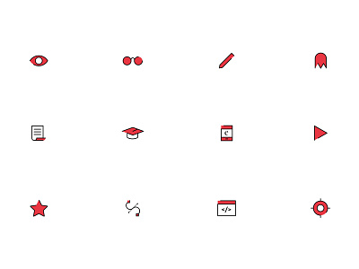 Icon Set | EM Servizi Editoriali document ebook eye ghost glasses graduation cap icon icon design icon set icons icons pack iconset paper pen pencil star target vector video web