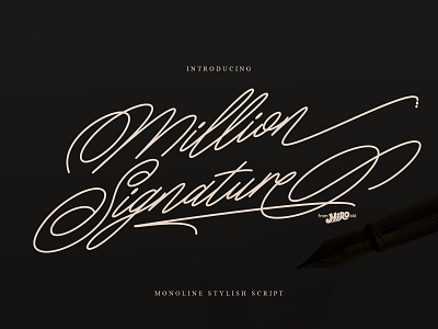 Million Signature - Monoline Stylish Script embroidery