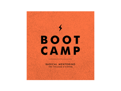 Boot Camp Logo black boot brand canp futura identity lightning logo minimal orange square typography