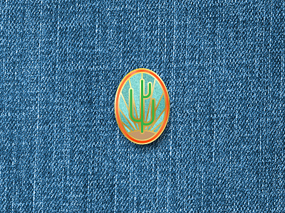 Big Tall Cactus cactus charm cowboy denim enael logo national park pin retro vintage western