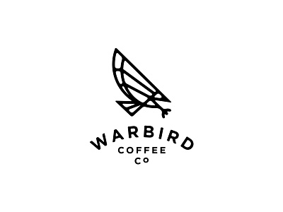 Warbird atlanta bird black brand coffee company hawk line art logo pictogram vintage white