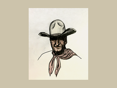 The Duke cowboy drawing fine art illustration john wayne paper pencil shading sketch the duke western