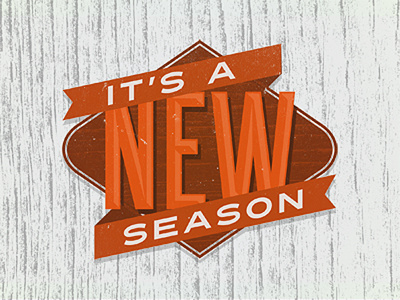 New Season banner color label orange poster shadow shape typography vintage web woodgrain