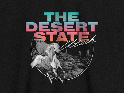Utah T-shirt 80s america desert flourescent gradient graphic horse logo neon print screenprint shirt state t shirt tee texture utah vintage