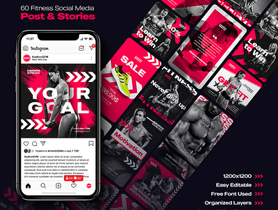 60 fitness social media psd templates design fitness gym instagram media post poster social sport template