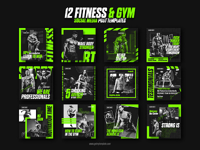 12 Ultimate Fitness Sport Social Media Post Templates beauty fitness free gym instagram media post social sport template