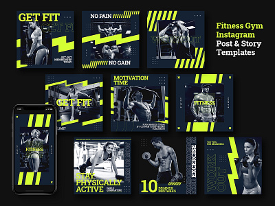 Fitness Club Instagram Post & Stories Template banner template fitness free gym instagram post psd social sport template