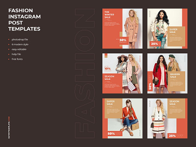 6 FASHION STORE INSTAGRAM POST TEMPLATES fashion free instagram media post psd sale shop social template