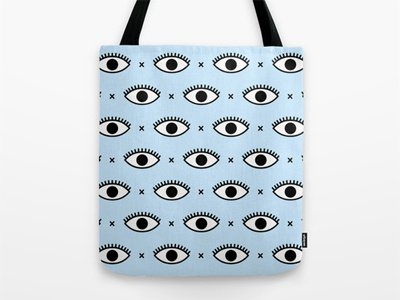 Eye Pattern Tote all seeing eye black blue eye pattern society6 tote tote bag white