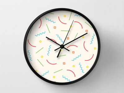 Post Modern Pattern Pastel Clock clock pastel pattern post modern society6